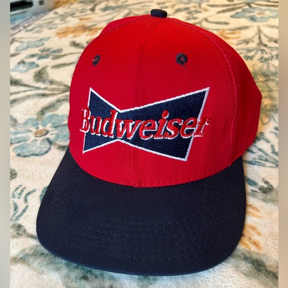 Vintage 1996 Budweiser Anheuser-Busch Red & Navy Blue Ball Cap Hat - Picture 8 of 10